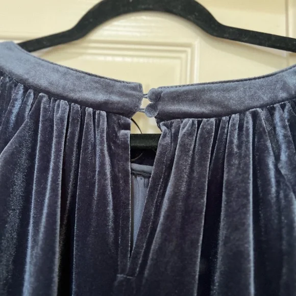 Umgee Velvet Navy Blue Blouse  Peasant‎ Drape Lagenlook Boho Hipster Flowy Large - Picture 9 of 13